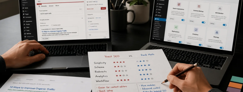 Rank Math vs Yoast SEO: ¿qué plugin es mejor para WordPress? 1 rank math vs yoast featured 1