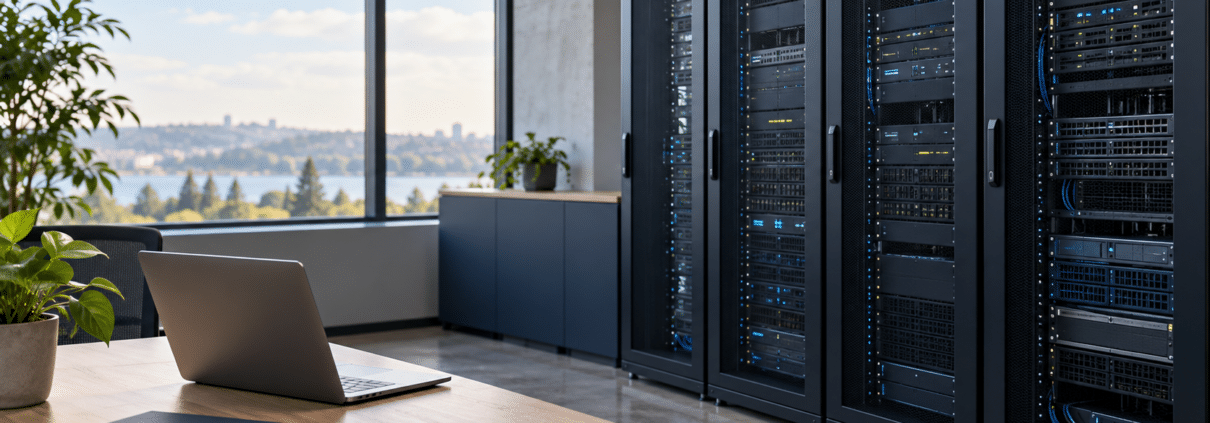 PHP security vulnerability: server racks in a modern hosting environment